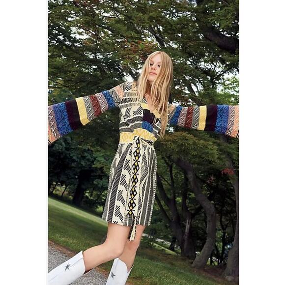 Free People Womens Patchwork Sweater Dress Size M - Picture 1 of 3